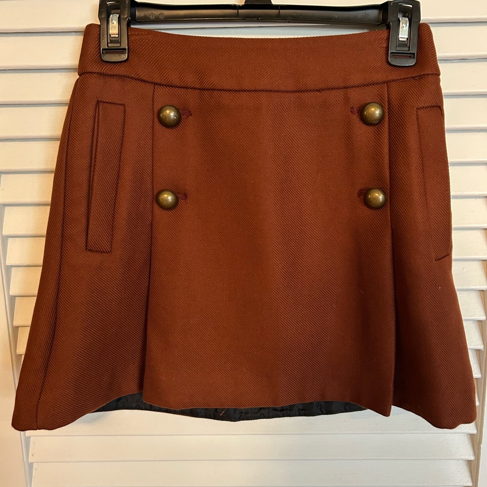 Express Rust Brown Double-Breasted Mini Skirt Wit… - image 1